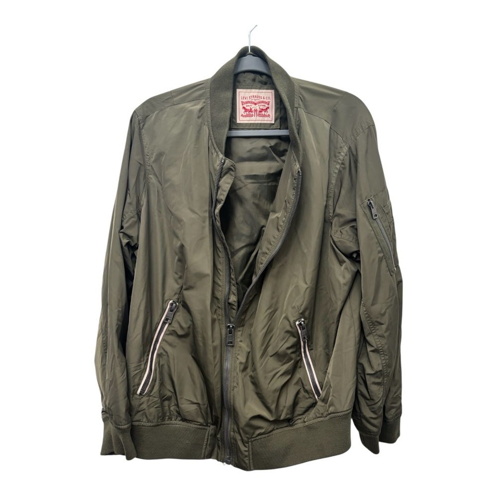 Levi’s Olive Green Bomber Jacket Zip Front Utility Coat - Picture 2 of 5